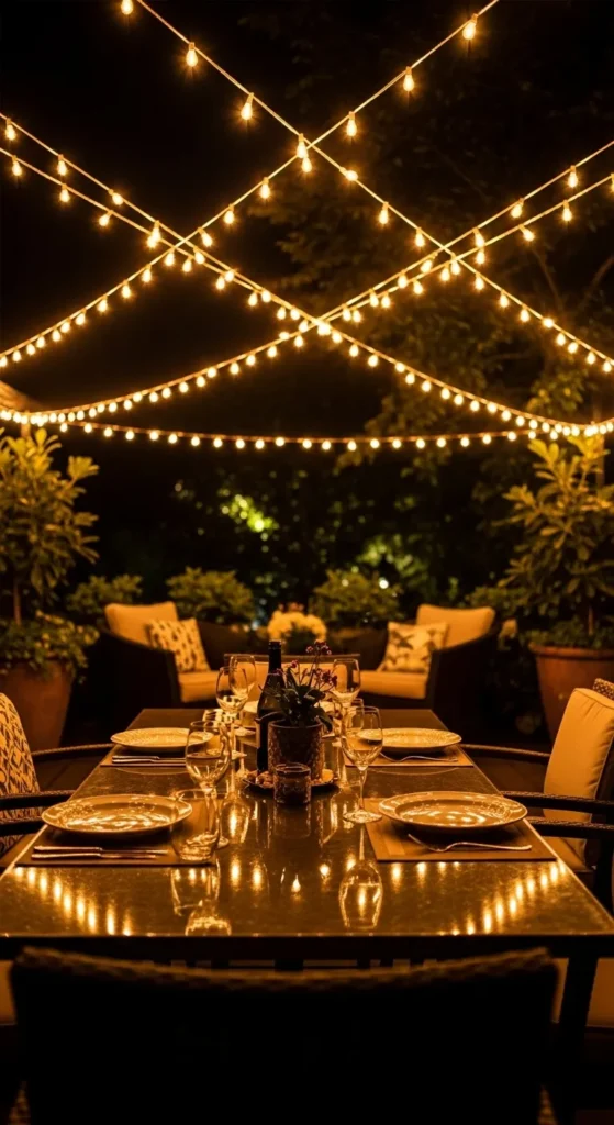 Backyard String Light Canopy