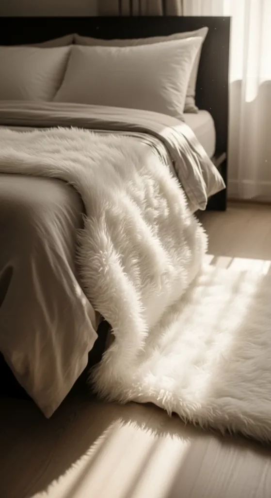 Plush White Faux Fur Rug