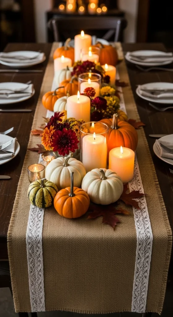 Burlap and Lace Table Runner