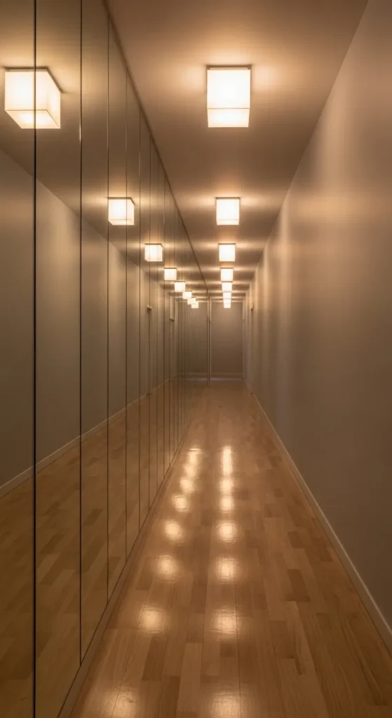 Try Mirror Strips in a Narrow Hallway
