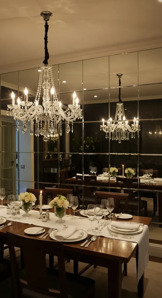 Add a Mirrored Wall in the Dining Room