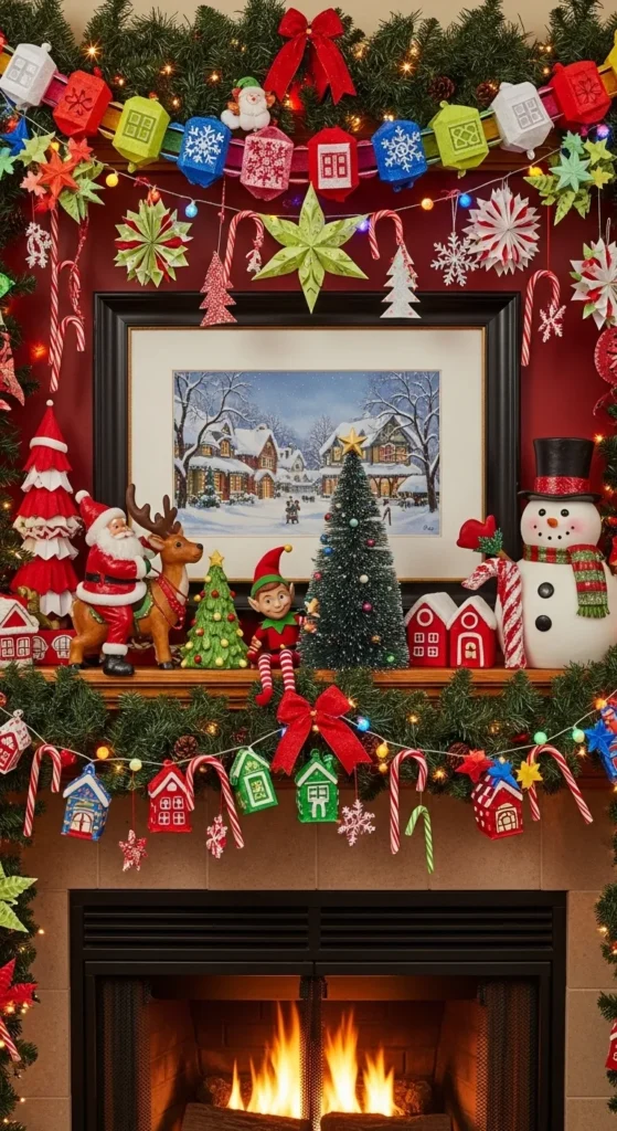 Kid-Friendly Christmas Mantel