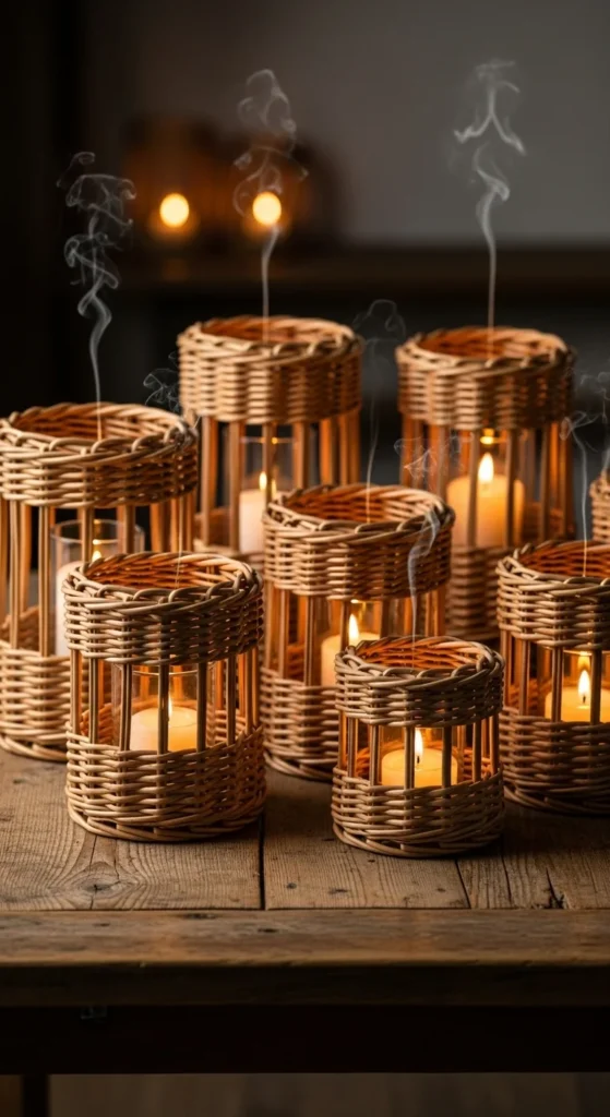 Wicker Candle Holders