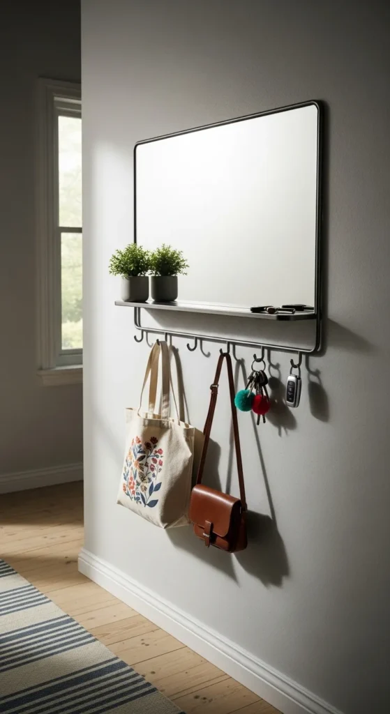 Entryway Mirror with Hooks