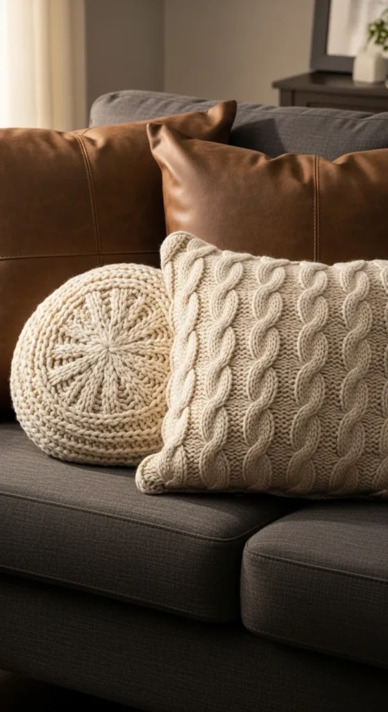 Faux Leather Accent Pillows