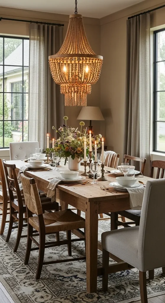 Add Beaded or Wood Chandeliers