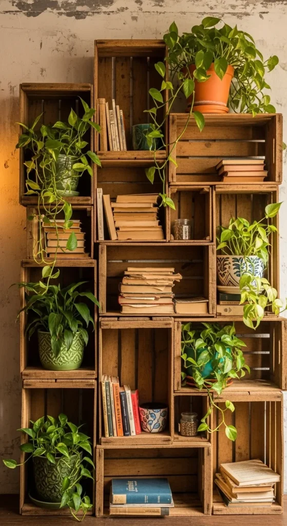 Wooden Crate Shelving