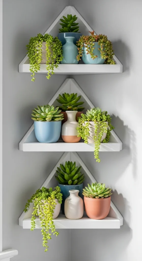 Use Corner Shelves for Small Plants