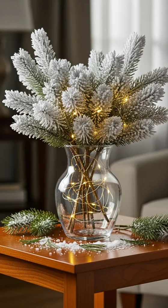 Snowy Pine Branch Display