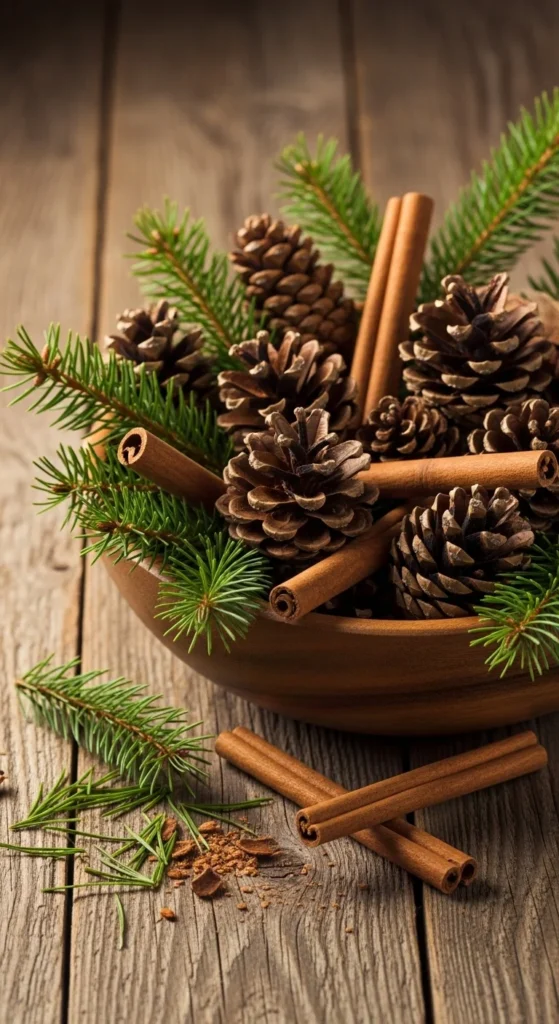 Decorate with Pinecones and Greenery