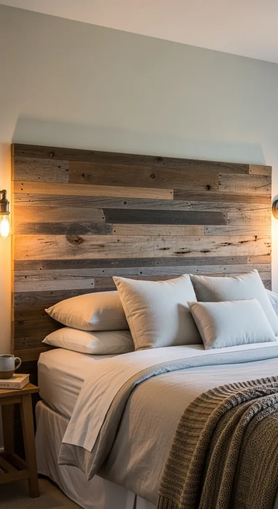 Headboard Made from Salvaged Wood