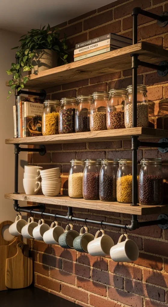 Open Shelving with Pipes