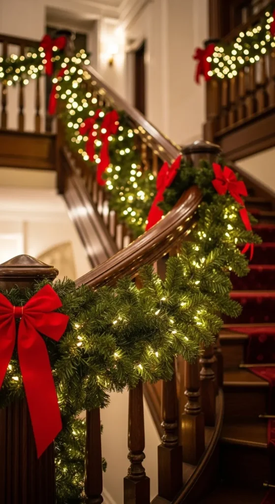 Garland and Light Combo on Railings