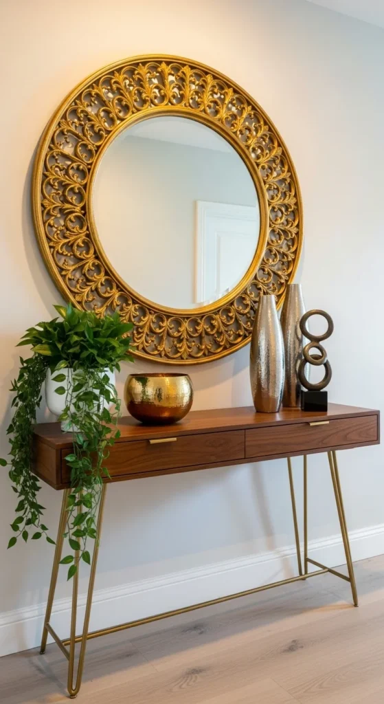 Use Mirrors and Wall Art for Reflective Glam