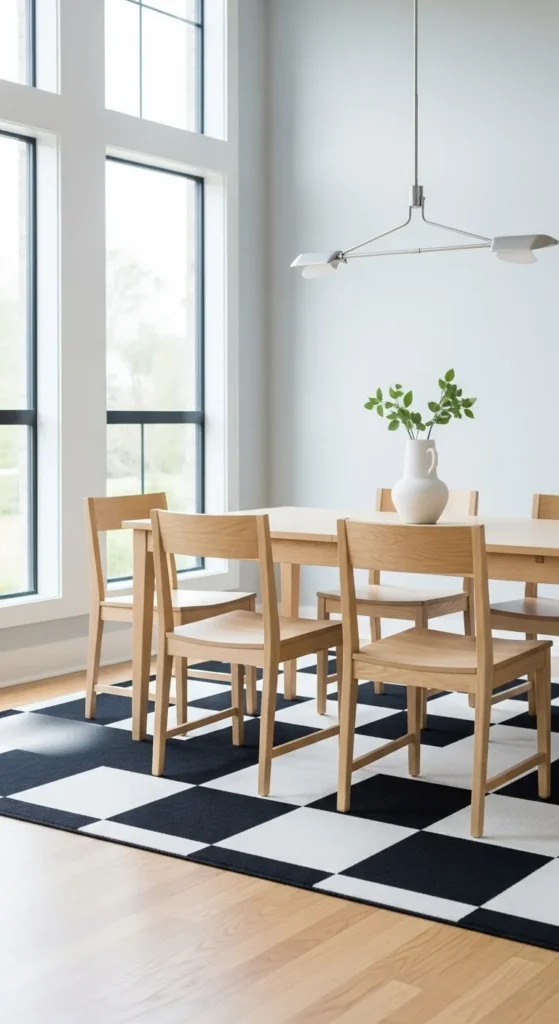 Black and White Checkered Rug