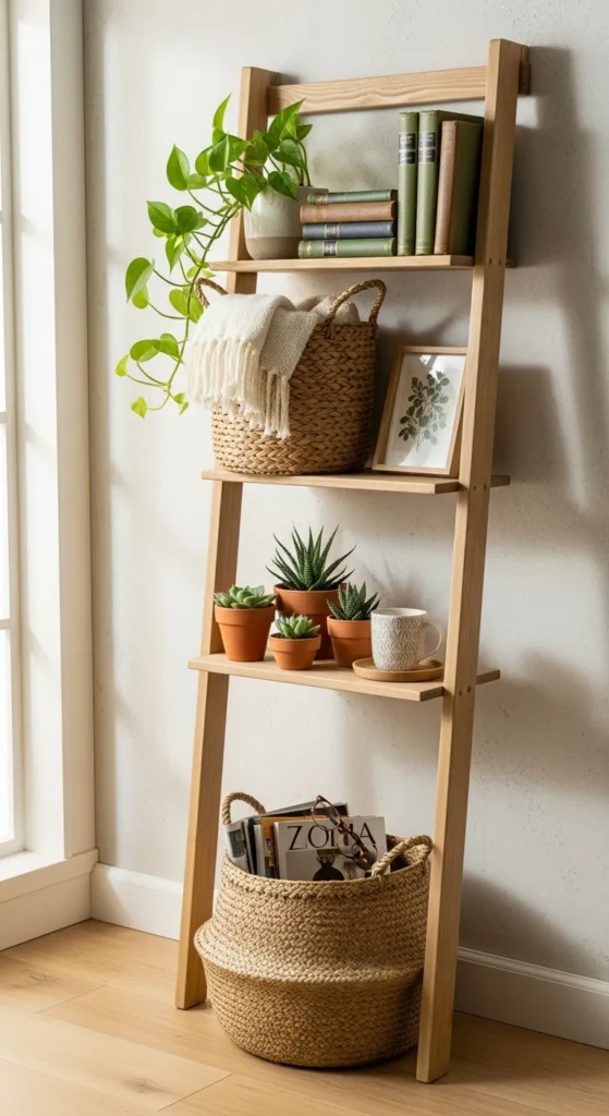 Wooden Ladder Shelf