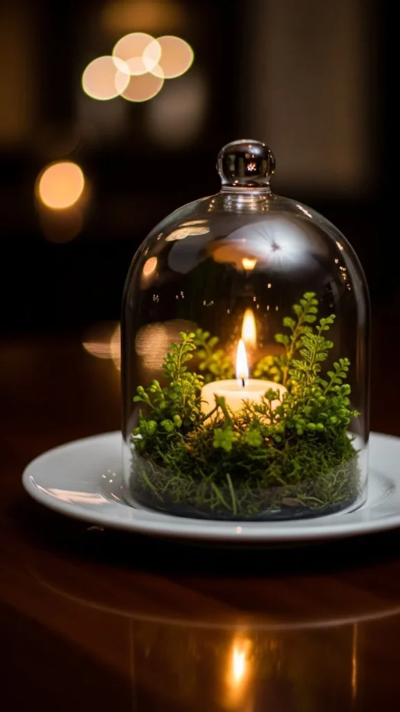 Cozy Candle and Greenery Cloche