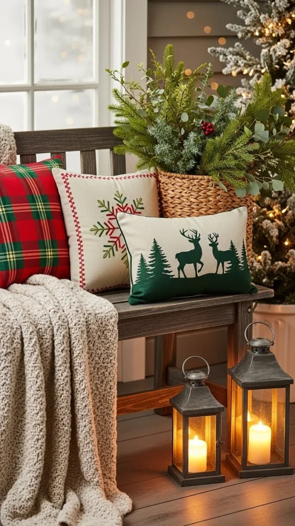 Porch Bench Holiday Styling