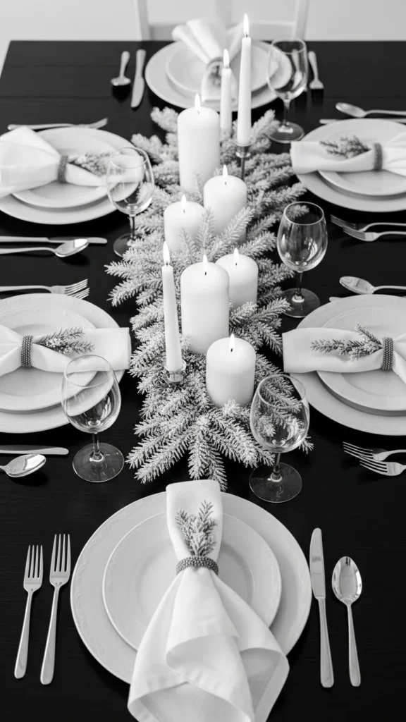 Snowy White Table Setting