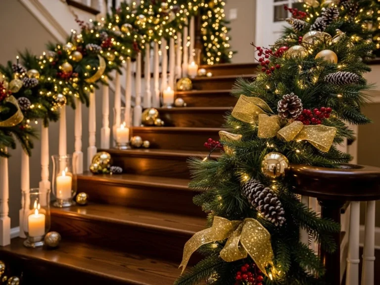 23 Festive Christmas Staircase Decor Ideas That Wow Visitors