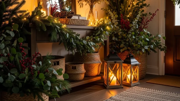 25 Cozy Christmas Entryway Styling Ideas That Welcome Guests