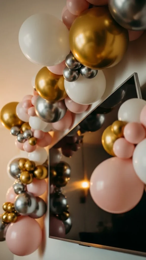 Balloon Garland Over the TV Wall