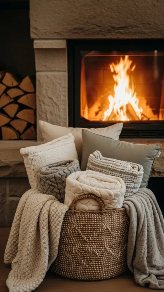 Basket of Blankets for a Cozy Touch