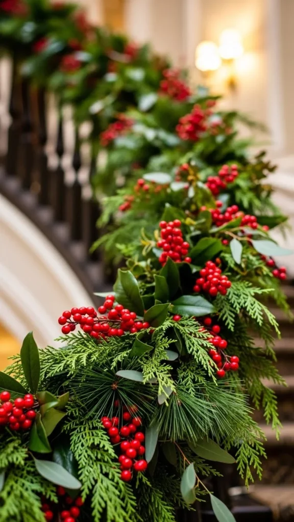 Berry-Trimmed Garland for a Touch of Color