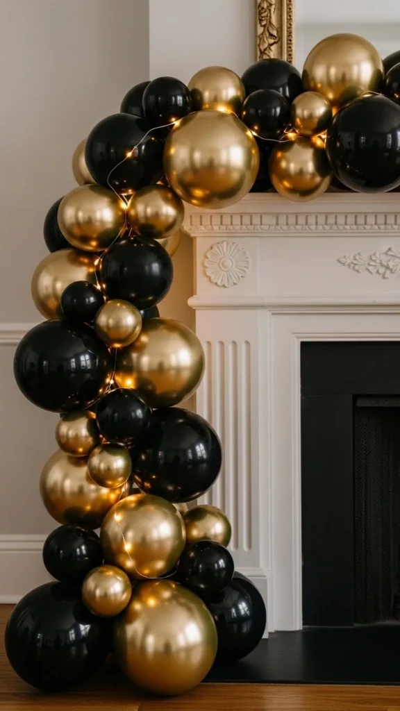 Black & Gold Balloon Garland