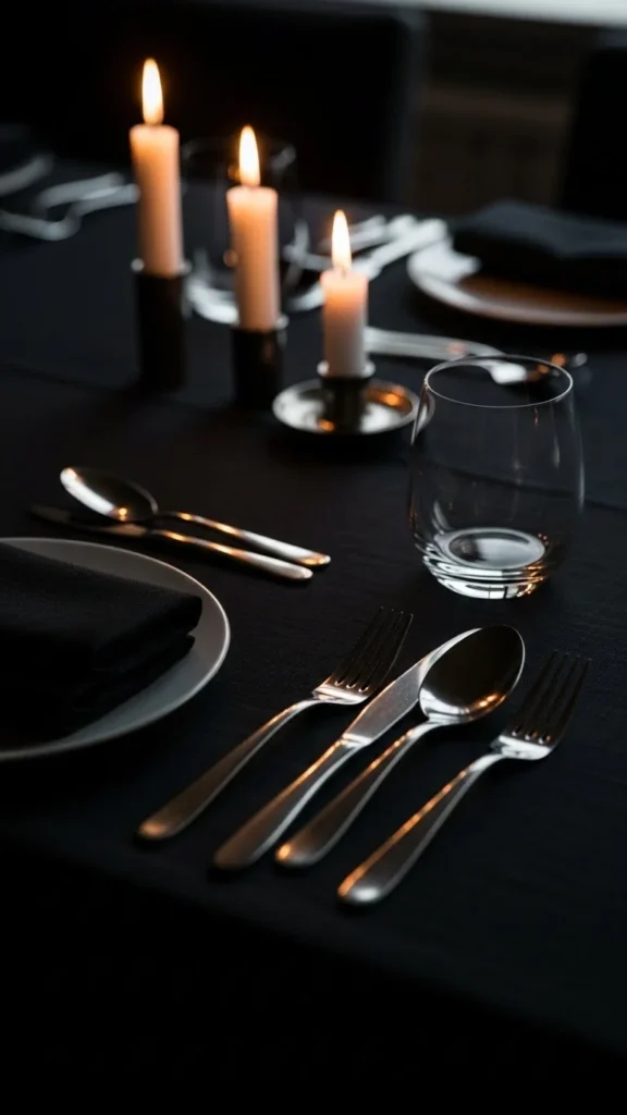 Black Linen With Warm Metallic Accents