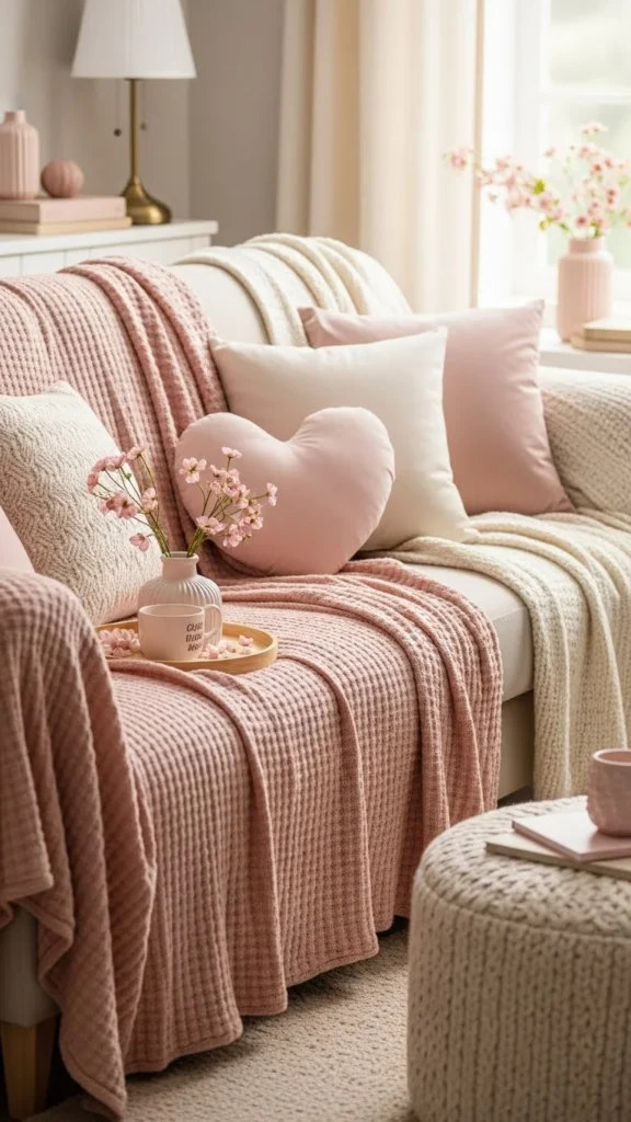Blush and Cream Sofa Styling