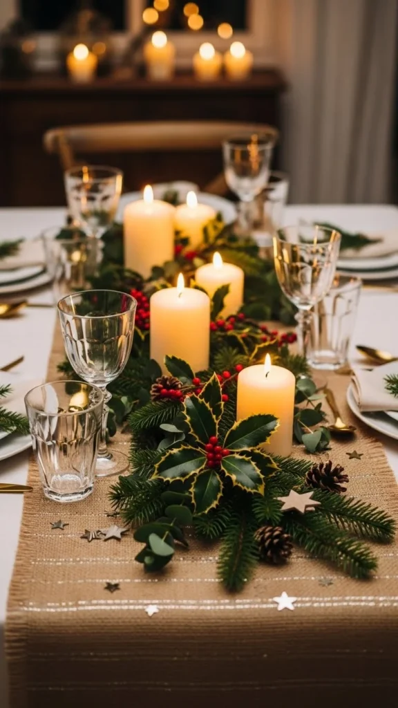 Burlap Runner With Soft Metallic Thread