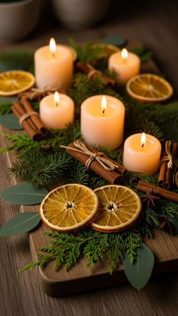 Candle Display with Dried Citrus
