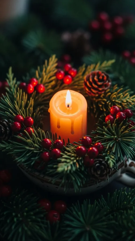 Candle Glow Inside a Mini Wreath
