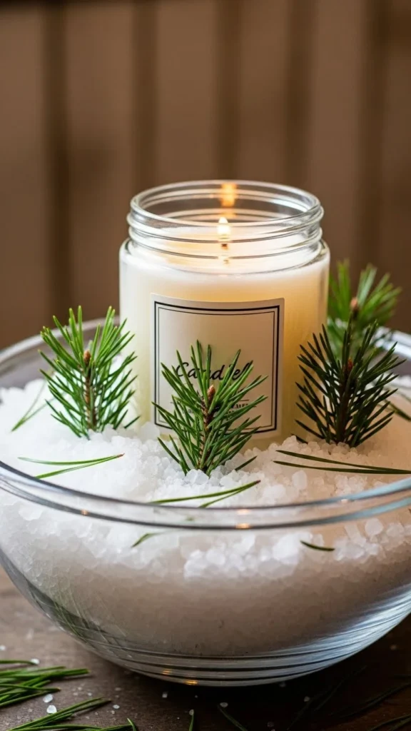 Candle Jar with Snowy Salt Base