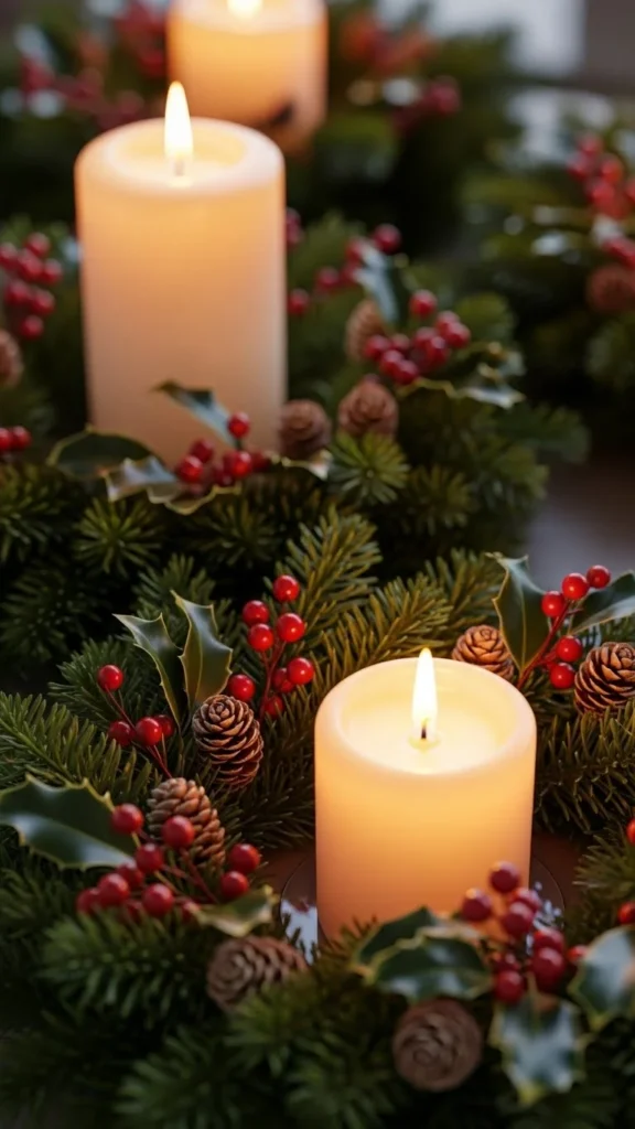 Candle Rings Made of Fresh Greenery