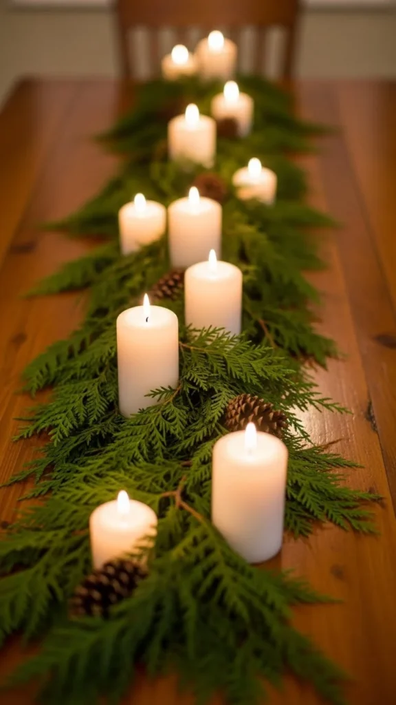 Cedar Garland & Candle Pathway