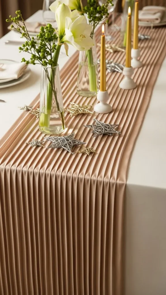 Champagne Satin Pleated Runner