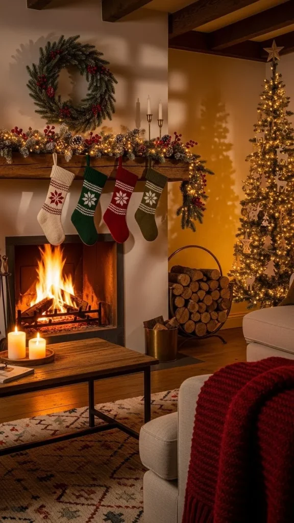 Christmas Fireplace Styling