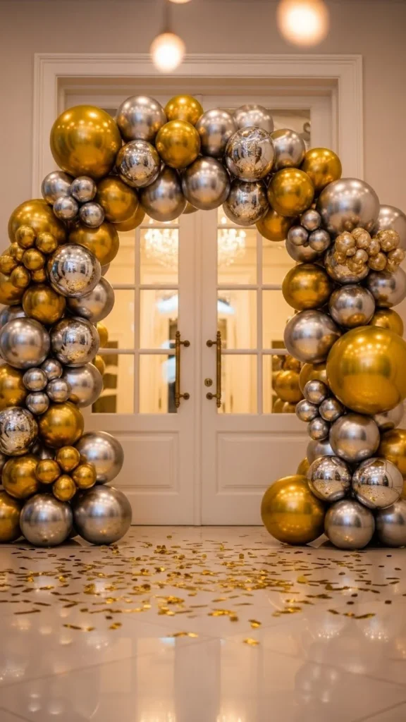 Classic Gold & Silver Balloon Arch