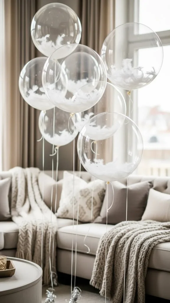 Clear Balloons with Feather Fill