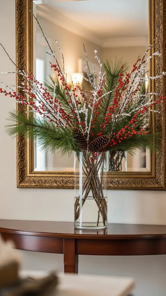 Clear Glass Vase Filled With Winter Branches