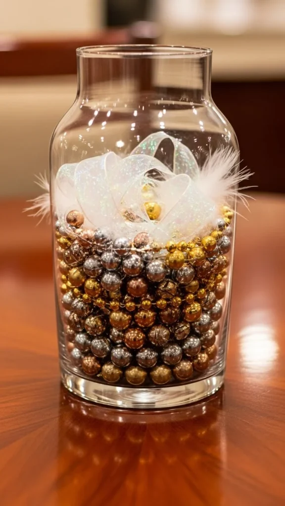 Clear Vase Filled With Beads