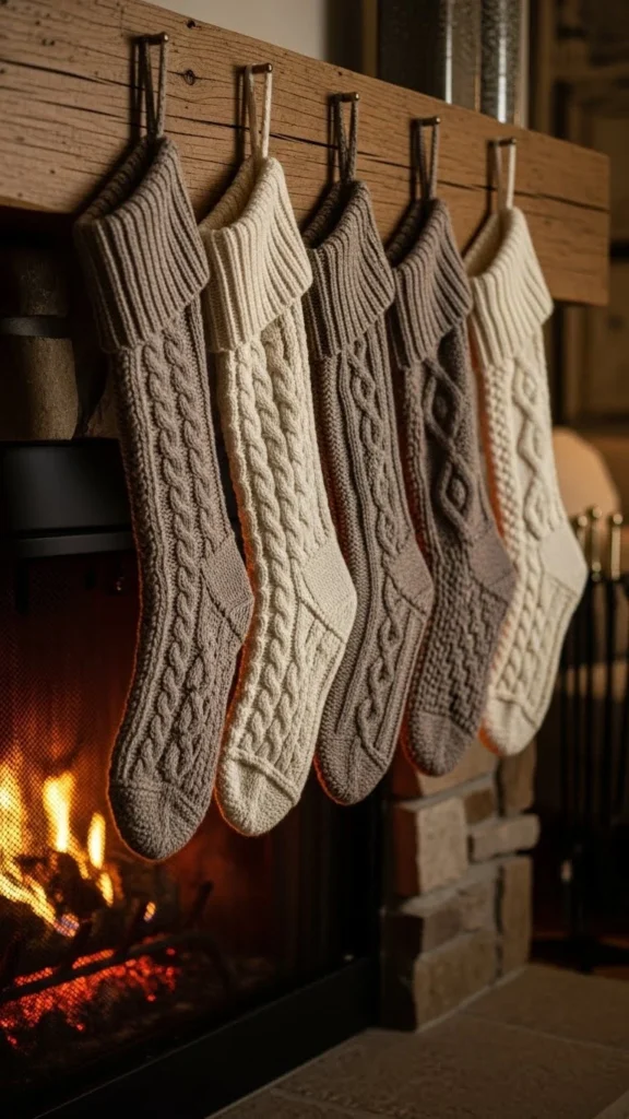 Cozy Knit Stockings in Neutral Shades
