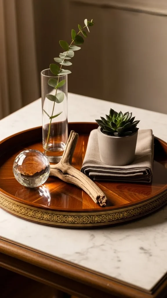 Decorative Tray With Mixed Textures