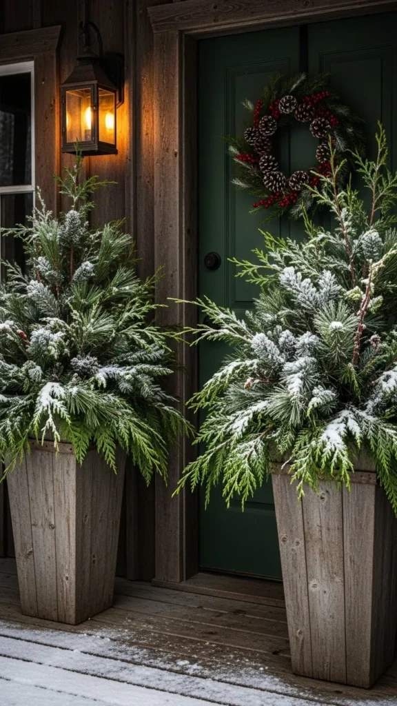 Evergreen Planters by the Door