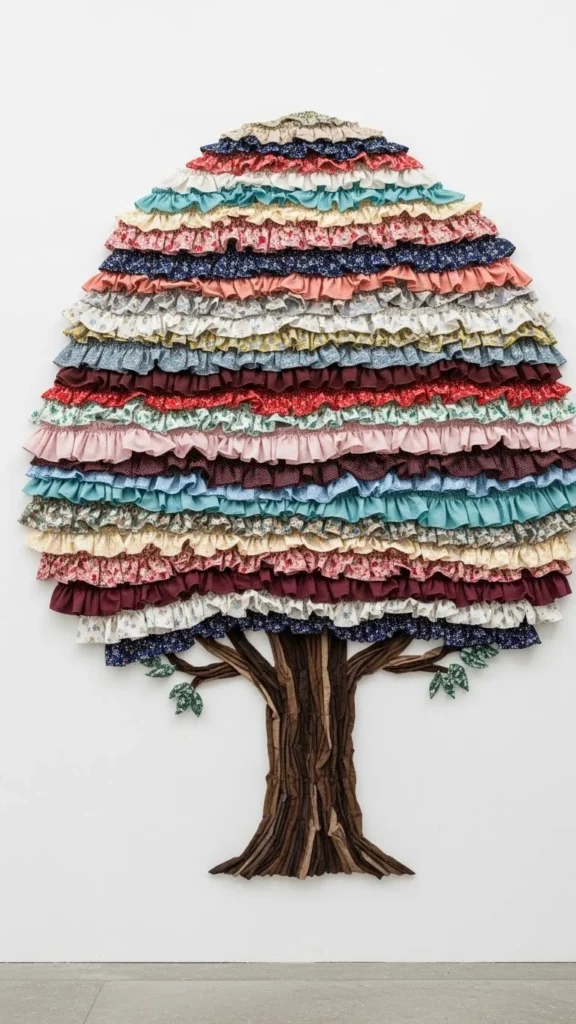 Fabric Scrap Christmas Tree Wall Panel