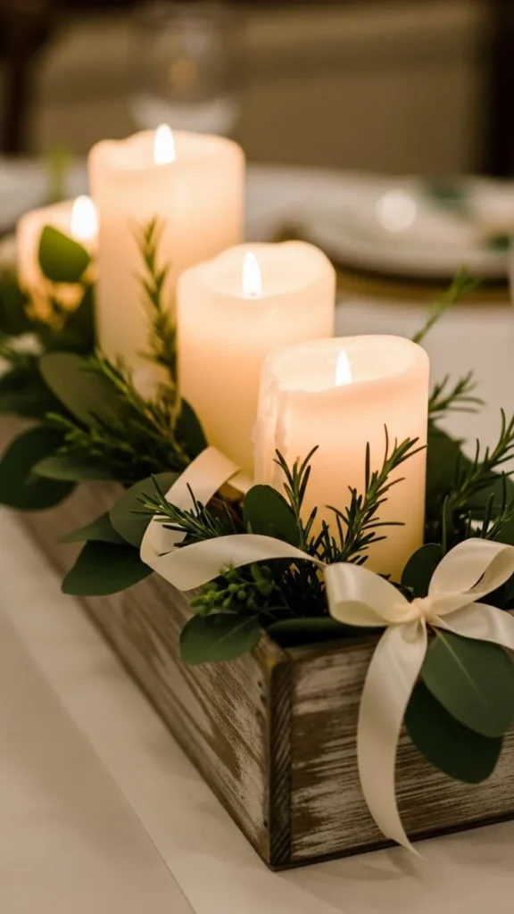 Farmhouse Wooden Box Candle Centerpiece