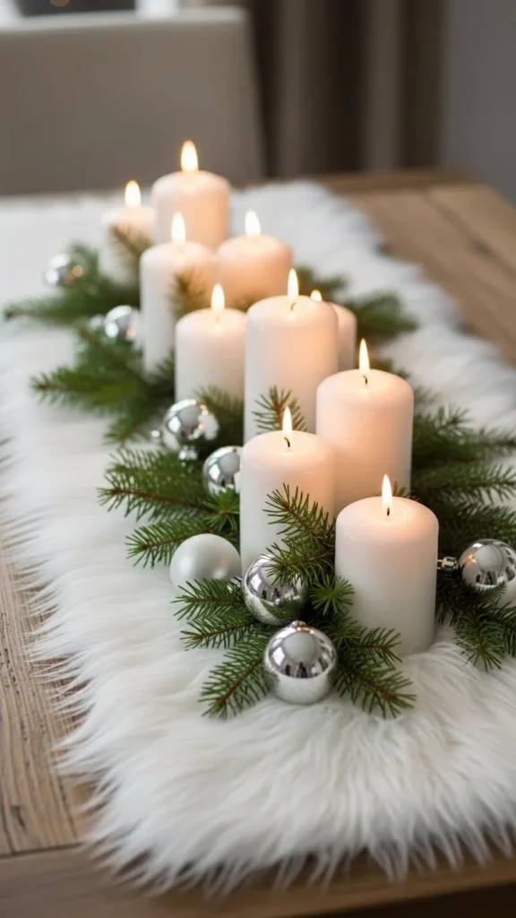 Faux Fur Runner with Candles
