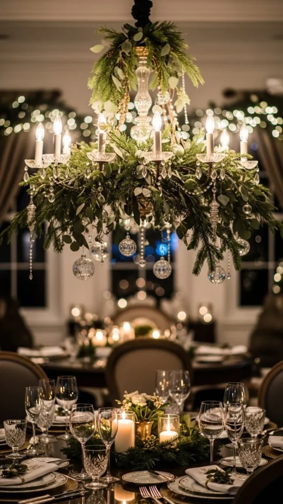 Garland Wrapped Around a Chandelier